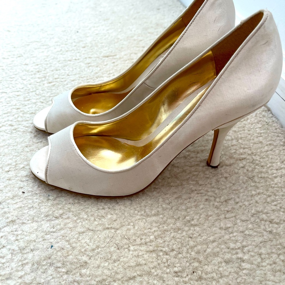 Enzo Angiolini Satin Open Toe Heels